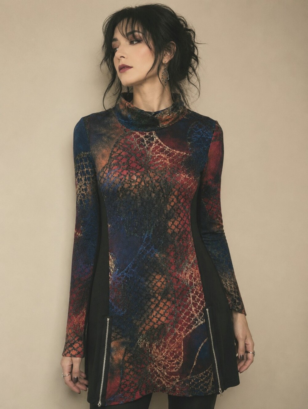 Whimsigoth Fairycore Grunge Distressed Web Tunic Top Mini Dress